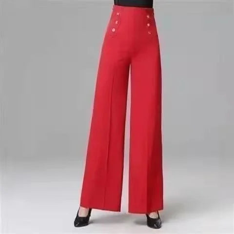 High Waist Wide Leg Pants Women's Spring Autumn Long Drapey Latin Dance Pants Modern Dance Trousers for Women Commute Sle exovai.com