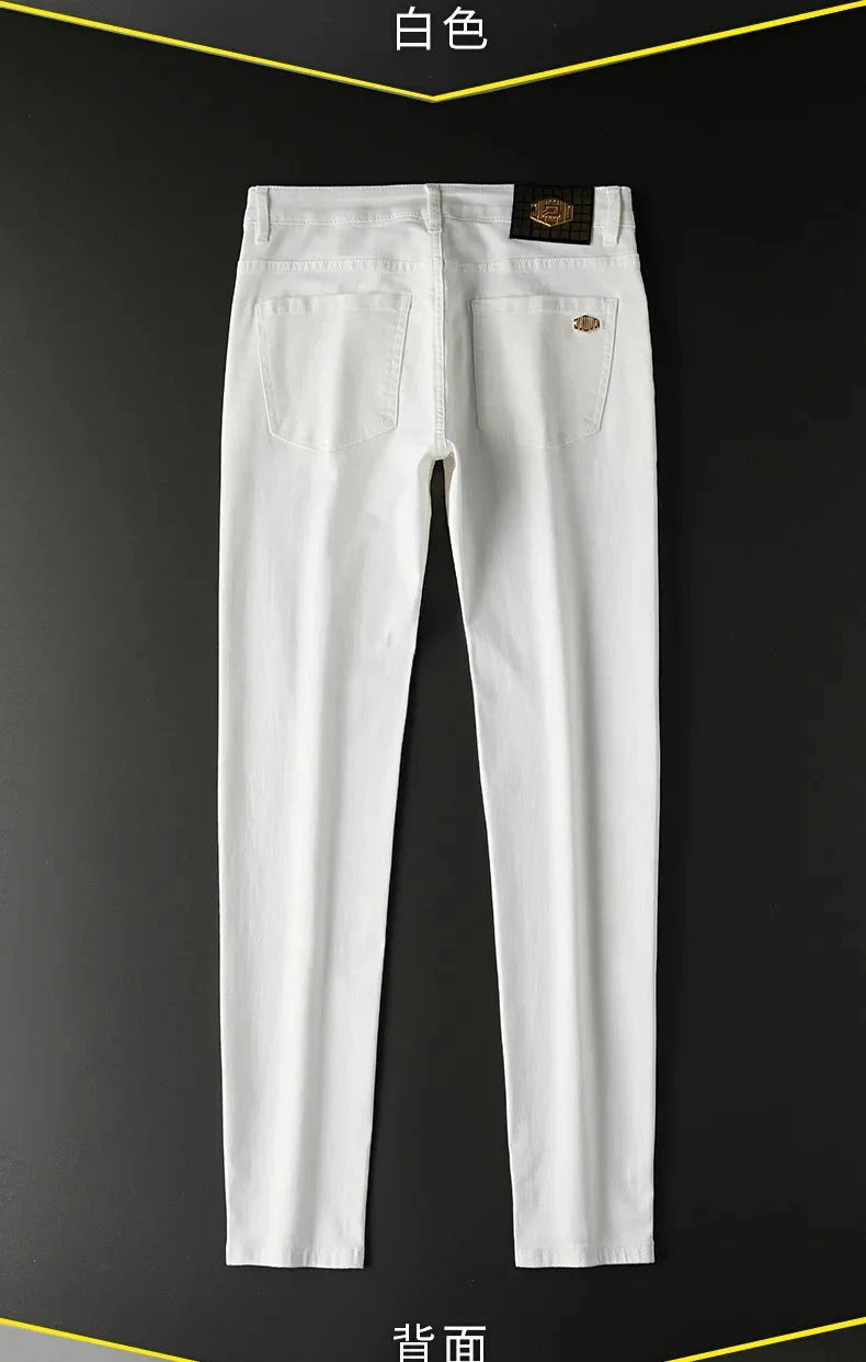 New Men'S Jeans Fashion Casual Slim Fit Version Elastic Blue High Quality Design Business Party Straight Tall Denim Pants exovai.com