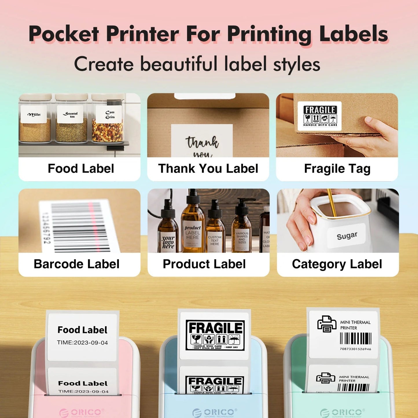 Orico Mini Thermal Printer – Portable Ink-Free DIY Photo & Document Printer exovai.com