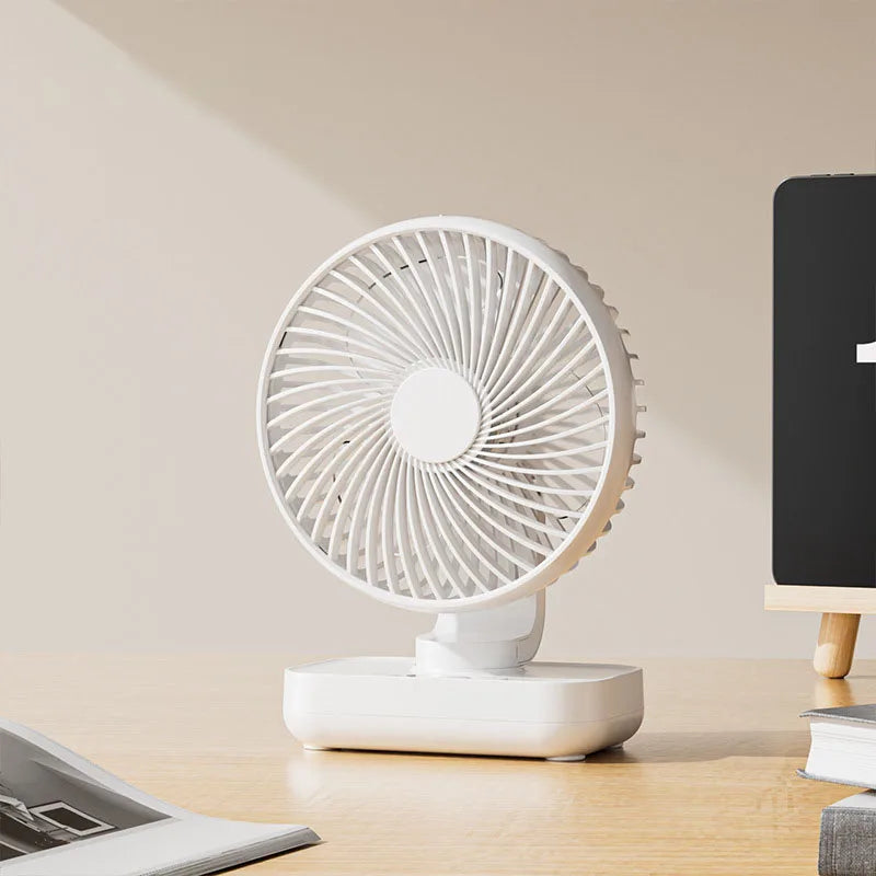 Portable Table Fan Type-c Rechargeable 4 Speeds Desk USB Cooling Fan Wireless Oscillating Wall Hanging Fan 90° Degrees Adjust exovai.com