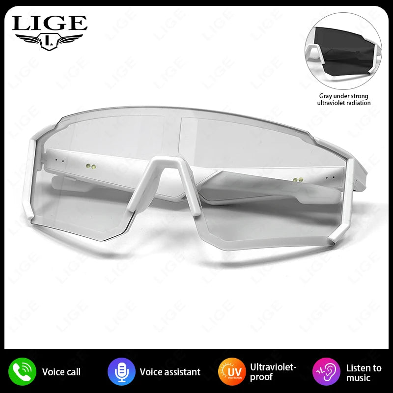 LIGE New Smart Cycling Glasses Men AI Voice Assistant Smart Sunglasses Outdoor Sport Bluetooth Call Music Smart Glasses Women exovai.com