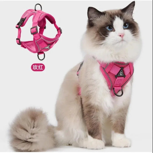 Reflective Cat Harness and Leash Sets Breathable Mesh Pet Harnesses for Small Dogs Cats Kitten Accessories collier chat exovai.com