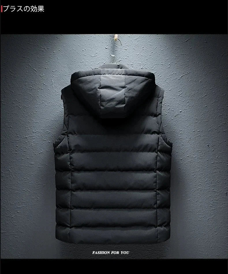 Brand Mens Jacket Sleeveless Vest Hooded Fashion Casual Coats Male Cotton-Padded Men's Vest Men Zipper Waistcoats Plus size 6XL exovai.com