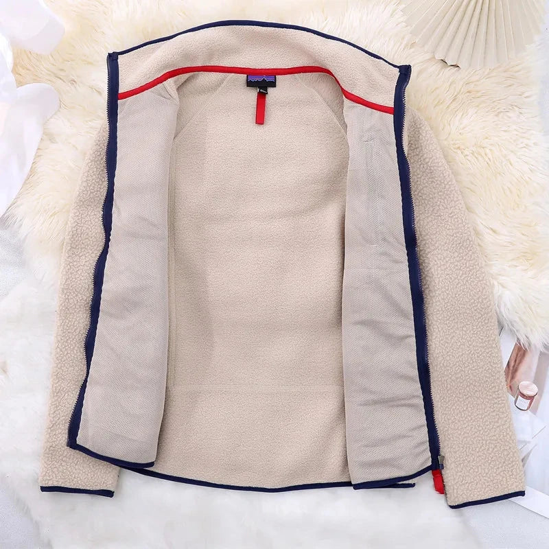 Outdoor Fleece Jackets for Men and Women Wool for Warmth Standing Collar Thickened Fleece Sports Autumn and Winter Parkas Coat exovai.com