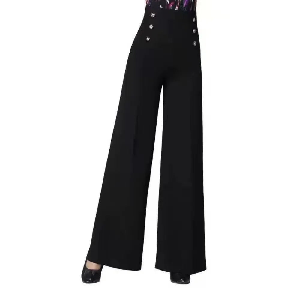 High Waist Wide Leg Pants Women's Spring Autumn Long Drapey Latin Dance Pants Modern Dance Trousers for Women Commute Sle exovai.com
