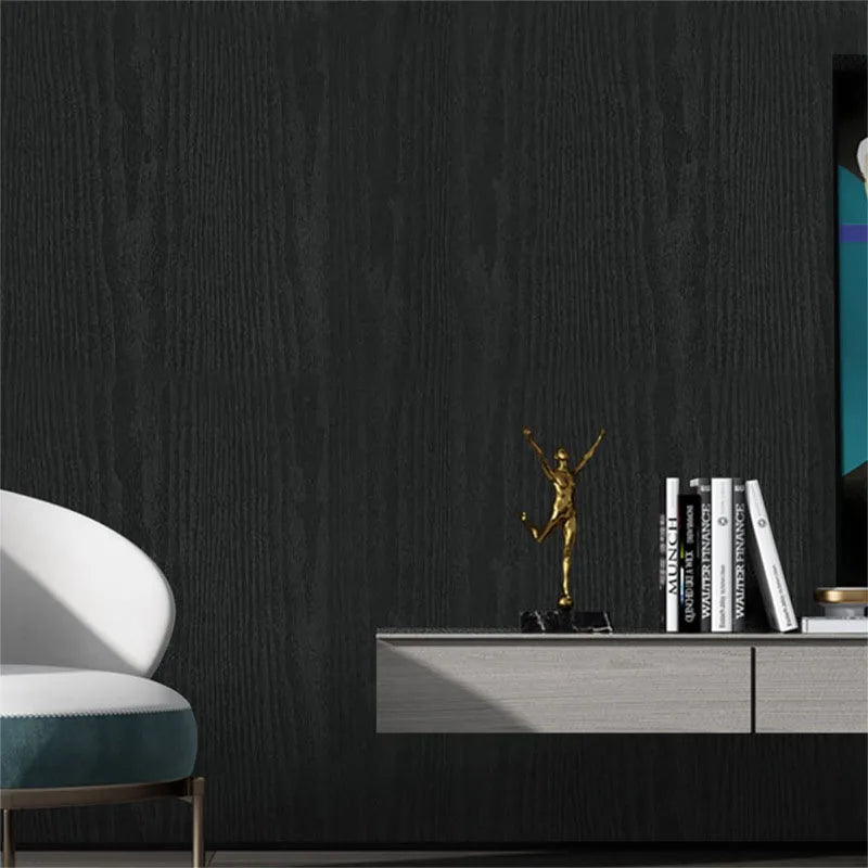 45cm PVC Furniture decorative paper black wood grain self-adhesive waterproof wallpaper kitchen cabinet table door wall stickers exovai.com