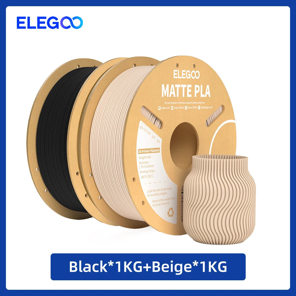 ELEGOO Matte PLA Filament 1KG,1.75mm FDM 3D Printer Filament Dimensional Accuracy +/- 0.02mm, 1kg Carboard Spool (2.2lbs) exovai.com