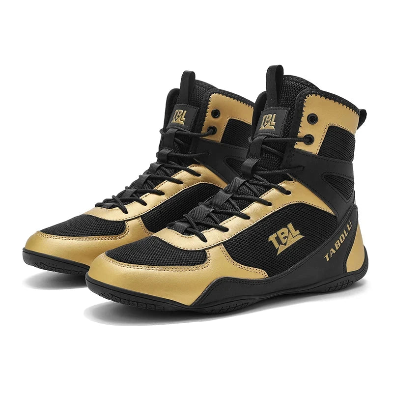 Wrestling shoes male Boxing Shoes Fighting Sanda Strength High Top Shoes light fighting Boots Weightlifting shoe Sneakers exovai.com