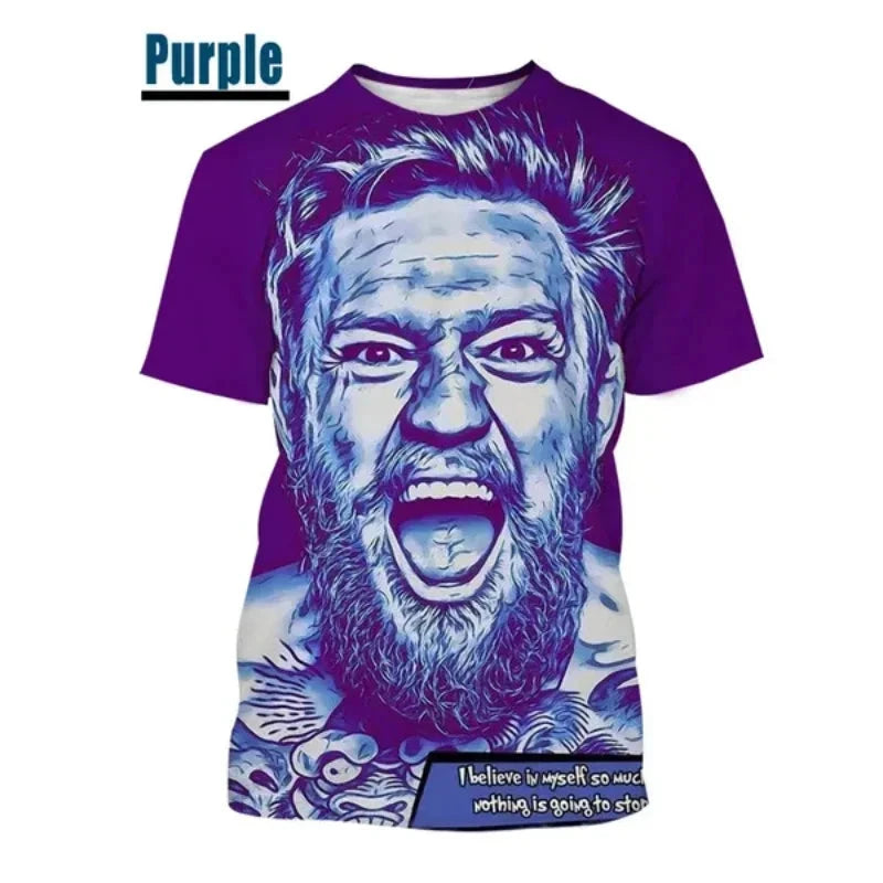 Fashion Men Clothing New Integrated Fighting McGregor 3D Print T-shirt Personality Harajuku Street Unisex Oversized T Shirt Tops exovai.com