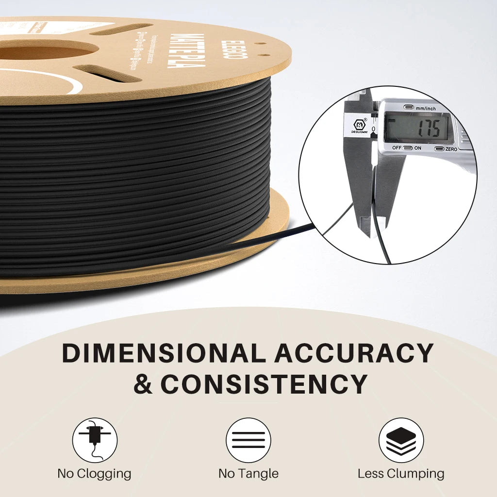 ELEGOO Matte PLA Filament 1KG,1.75mm FDM 3D Printer Filament Dimensional Accuracy +/- 0.02mm, 1kg Carboard Spool (2.2lbs) exovai.com