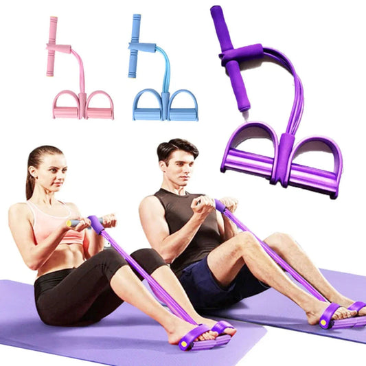 Fitness Gum 4 Tube Resistance Bands Latex Pedal Exerciser Sit-up Pull Rope Expander Elastic Bands Yoga equipment Pilates Workout exovai.com