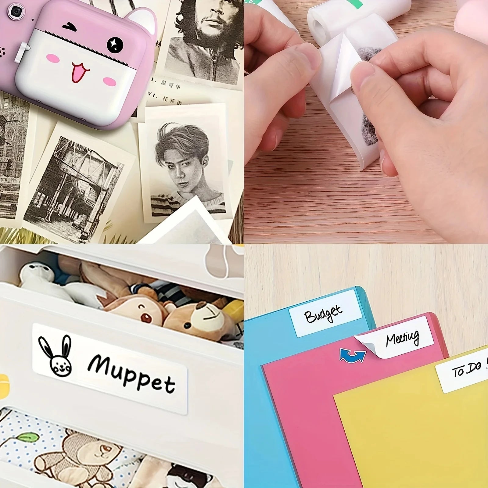 Mini Pocket Printer 5 Rolls Of Self-Adhesive Paper Portable Thermal Printer For Printer Suitable For Home Office Study And Work exovai.com
