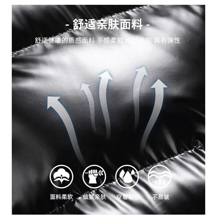 Men Parkas Thicken Warm Coat Men's Solid Color Parkas Coat Men's Fashion New Streetwear Winter Jacket Mens Glossy Black Jackets exovai.com