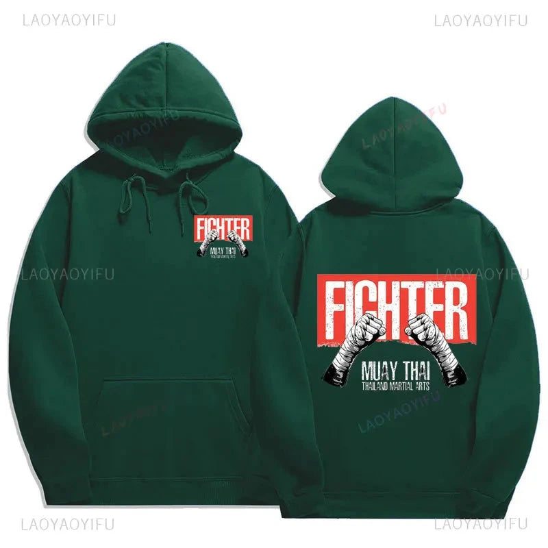 Muay Thai The Fist of King - Thailand Martial Art Pullover Hoodie Men Wai Kru Thailand Men Casual Pullovers 2024 New Style Tops exovai.com