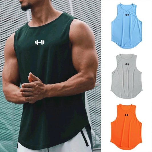 Summer Men's Gym Tank Top Fitness Training Clothing Quick-drying Loose Bodybuilding Sleeveless Shirt Men Fashion Basketball Vest exovai.com