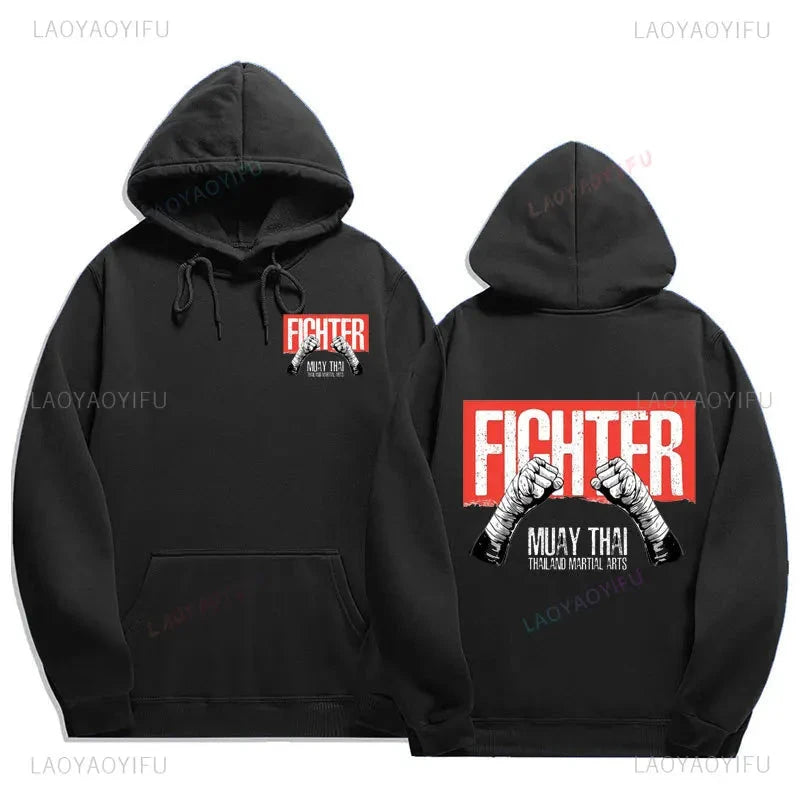Muay Thai The Fist of King - Thailand Martial Art Pullover Hoodie Men Wai Kru Thailand Men Casual Pullovers 2024 New Style Tops exovai.com