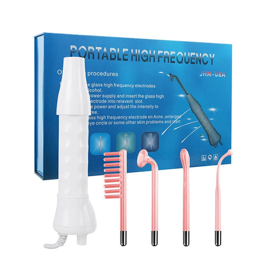 4 In 1 High Frequency Electrode Wand Neon Electrotherapy Glass Tube Acne Spot Remover Facial Therapy Wand Home Spa Beauty Device exovai.com
