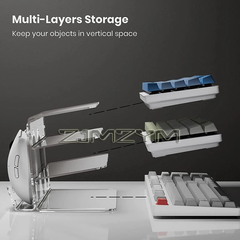 Keyboard Mouse Desktop Organizer Acrylic 3 Tier Stand Frame Shelf Lightweight Keyboard Storage Tool For Study Room Exhibition exovai.com