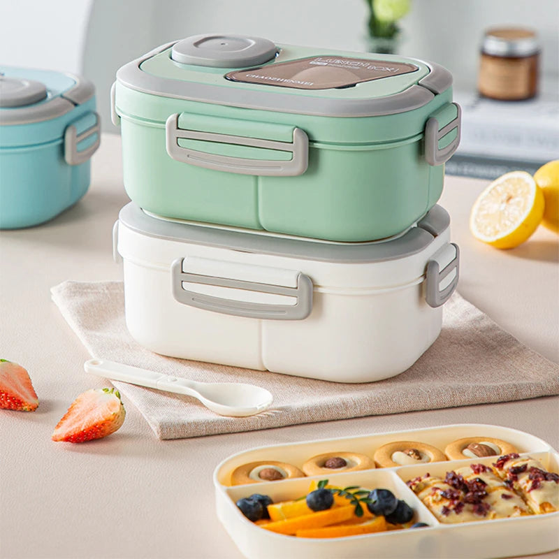Portable Lunch Box Compartment Wheat Straw Bento Carrying Handle Box Reusable Tableware Containers Meal Snack Food Containers exovai.com