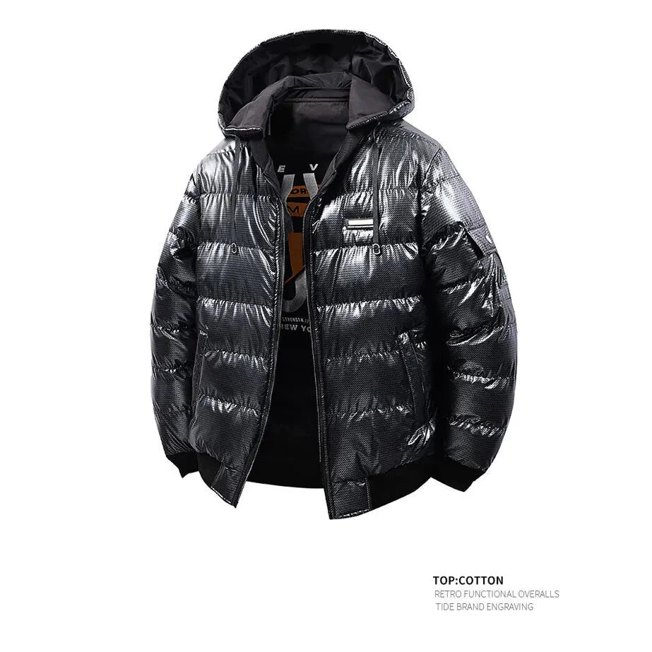 Men's Fashion Puffer Jacket Cotton Padded Thick Warm Puffy Parkas Hooded Windproof Thermal Overcoat Outerwear Plus Size L-5XL exovai.com