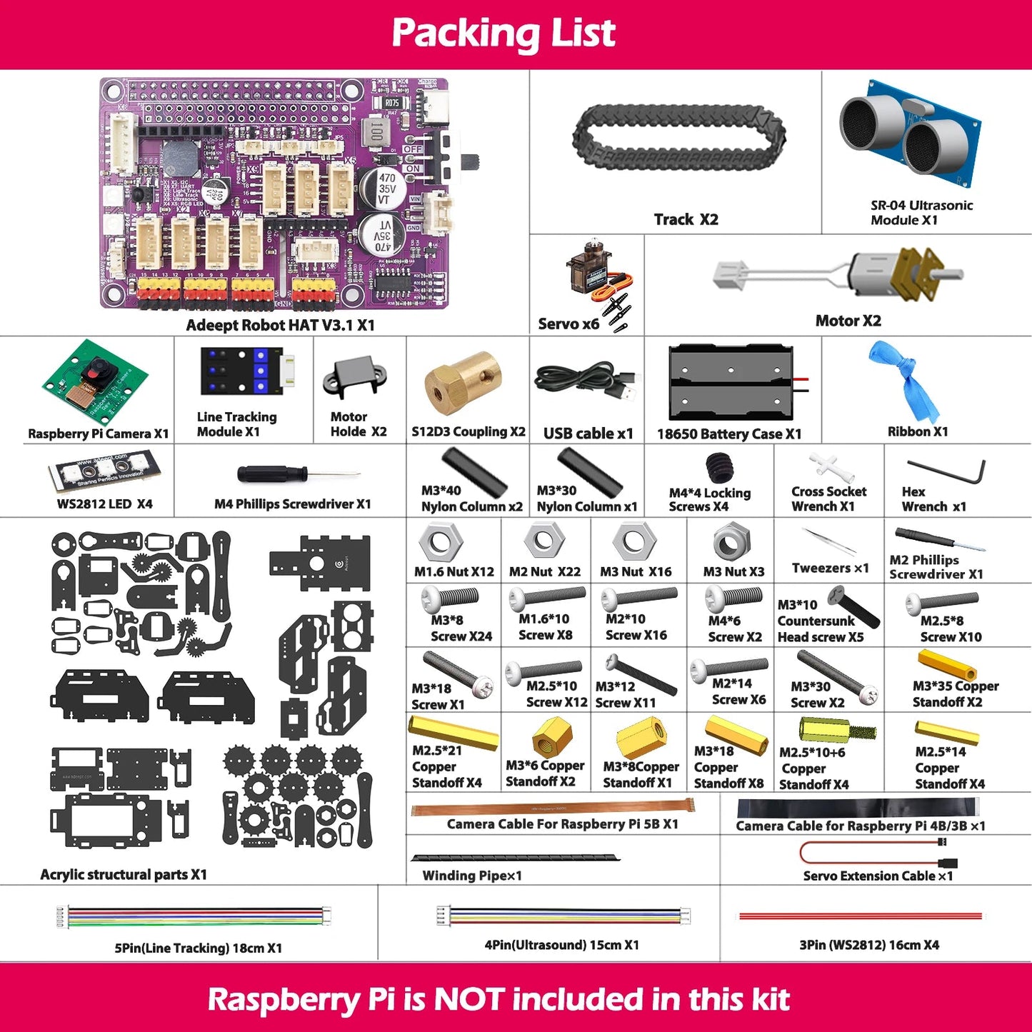 Adeept RaspTank Smart Robot Car Kit for Raspberry Pi 4/3B/3B+(Board Not Included) exovai.com