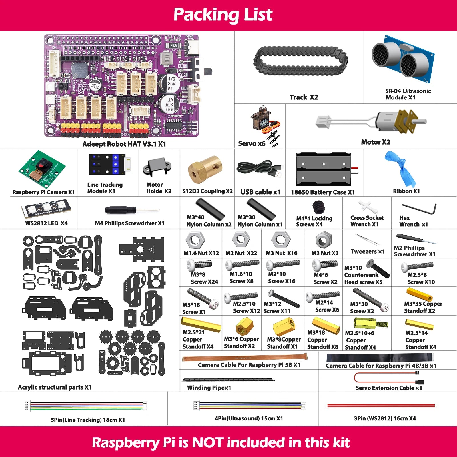 Adeept RaspTank Smart Robot Car Kit for Raspberry Pi 4/3B/3B+(Board Not Included) exovai.com
