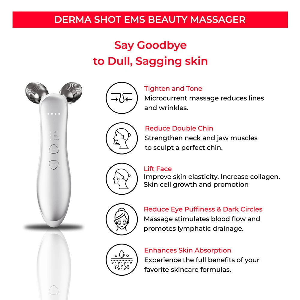Electric Facial Micro-current Beauty Instrument Face Lift Roller Massager Skin Tighten Thin Double Chin Massage Beauty Devices exovai.com
