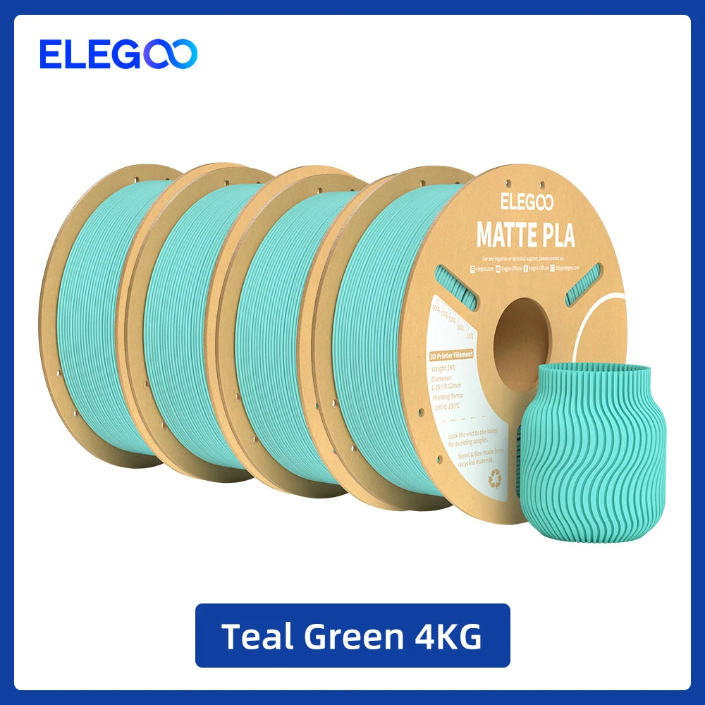 ELEGOO Matte PLA Filament 1KG,1.75mm FDM 3D Printer Filament Dimensional Accuracy +/- 0.02mm, 1kg Carboard Spool (2.2lbs) exovai.com
