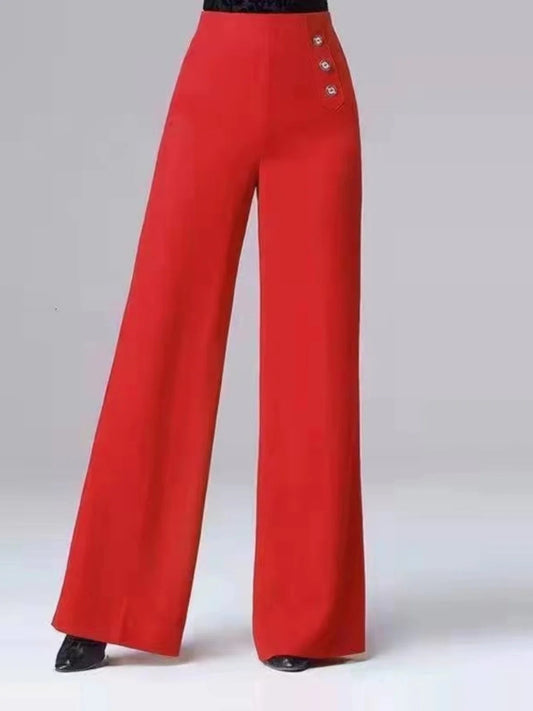 High Waist Wide Leg Pants Women's Spring Autumn Long Drapey Latin Dance Pants Modern Dance Trousers for Women Commute Sle exovai.com