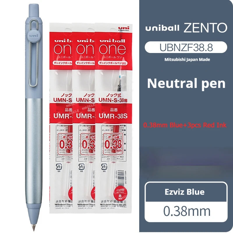 Japanese uni-ball ZENTO Gel Ink Pen Limited Flow Model Metal Push Ultra-Smooth Writing 0.38/0.5mm Signing for Students Business exovai.com