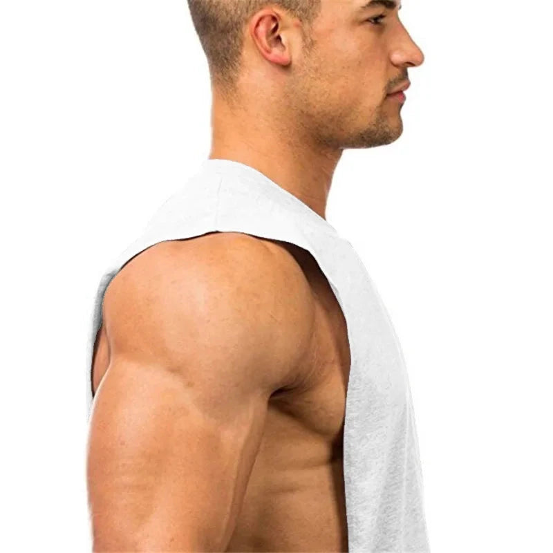 Summer Open Sides Cut Off Gym Clothing Fitness Mens Sleeveless T-shirts Dropped Armholes Bodybuilding Tank Tops Workout Vest exovai.com