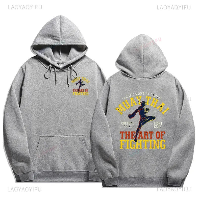 Muay Thai The Fist of King - Thailand Martial Art Pullover Hoodie Men Wai Kru Thailand Men Casual Pullovers 2024 New Style Tops exovai.com