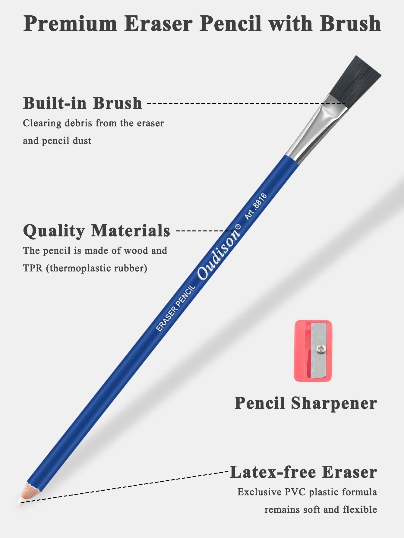 Eraser Pencil Set with Brush and Sharpener – 5 Pack Precision Erasing Pencils for Artists, Sketching, Detail Correction, Charcoa exovai.com