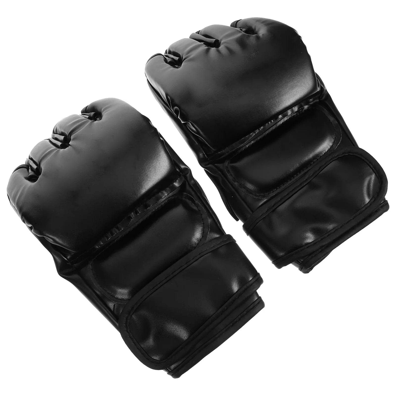 Boxing Gloves Punching Bag Half Finger Kickboxing Training Sparring Martial Black MMA Style Comfortable Wrist Support exovai.com