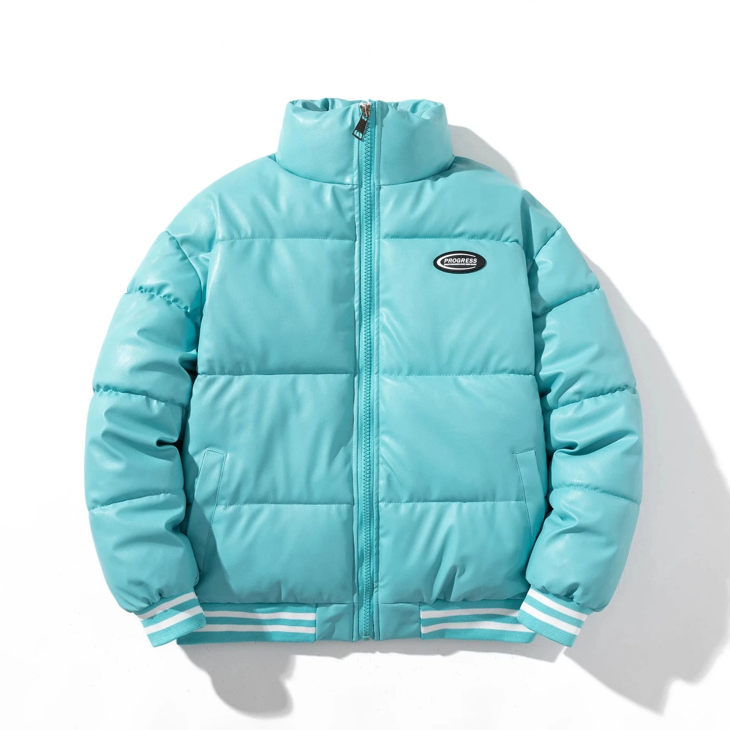 Winter Men's Parka Jacket Cotton-padded PU Leather Casual Coats Bomber Jacket Man Warm Parka Mens Puffy Cotton Clothes exovai.com