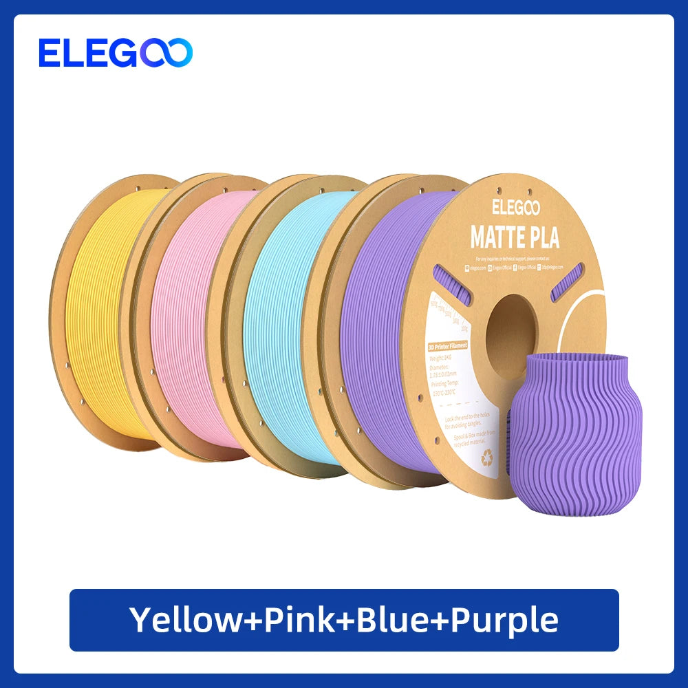 ELEGOO Matte PLA Filament 1KG,1.75mm FDM 3D Printer Filament Dimensional Accuracy +/- 0.02mm, 1kg Carboard Spool (2.2lbs) exovai.com