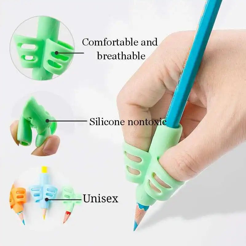 1/3pcs Children Writing Pencil Pan Holder Kids Learning Practise Silicone Pen Aid Grip Posture Correction Device for Students exovai.com