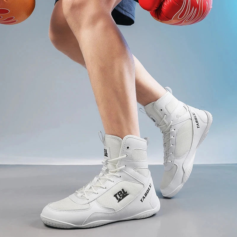 Wrestling shoes male Boxing Shoes Fighting Sanda Strength High Top Shoes light fighting Boots Weightlifting shoe Sneakers exovai.com