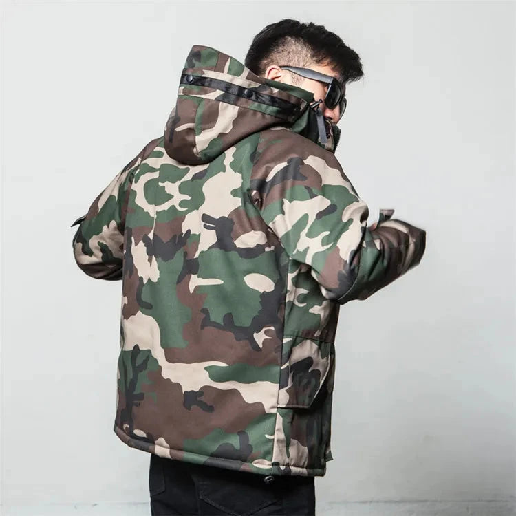 Winter Jacket Men Military Parkas Coat Male Jacket Men Thick Outwear Nylon Camouflage Hooded Down Jacket Plus Size Print Zipper exovai.com