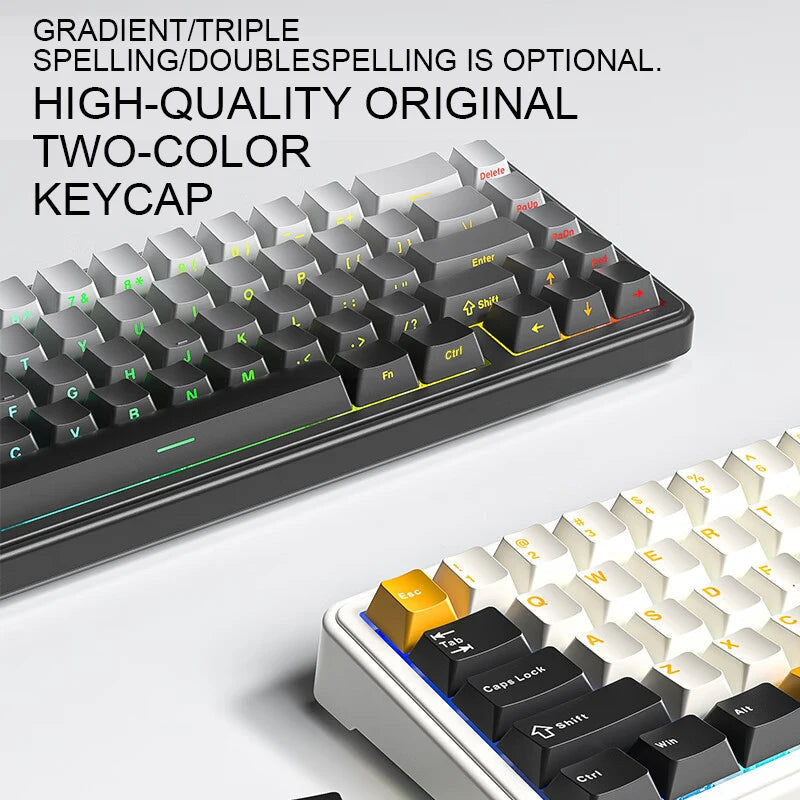 AULA F65 Mechanical Keyboard Three Mode Custom Wireless/Bluetooth/Wired Connection Full Key Hot-swapable Office Gaming Esports exovai.com