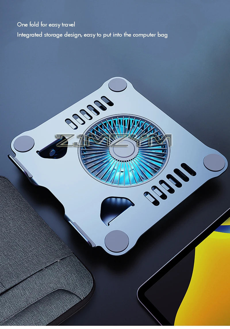 Aluminum Laptop Stand with Cooling Fan Ergonomic Notebook Foldable Cooler Laptop  Adjustable Aluminum Laptop Stand exovai.com