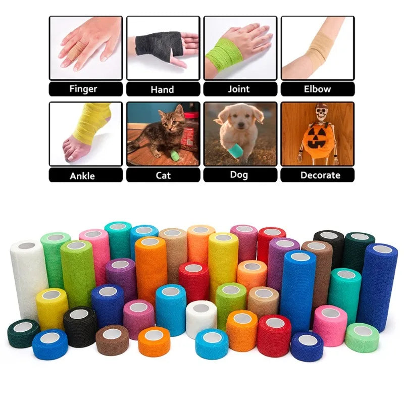 Kinesiology Tape Sport Self Adhesive Elastic Bandage First Aid Tape Wrap Stretch Bandage Cohesive Bandage High Elastic exovai.com