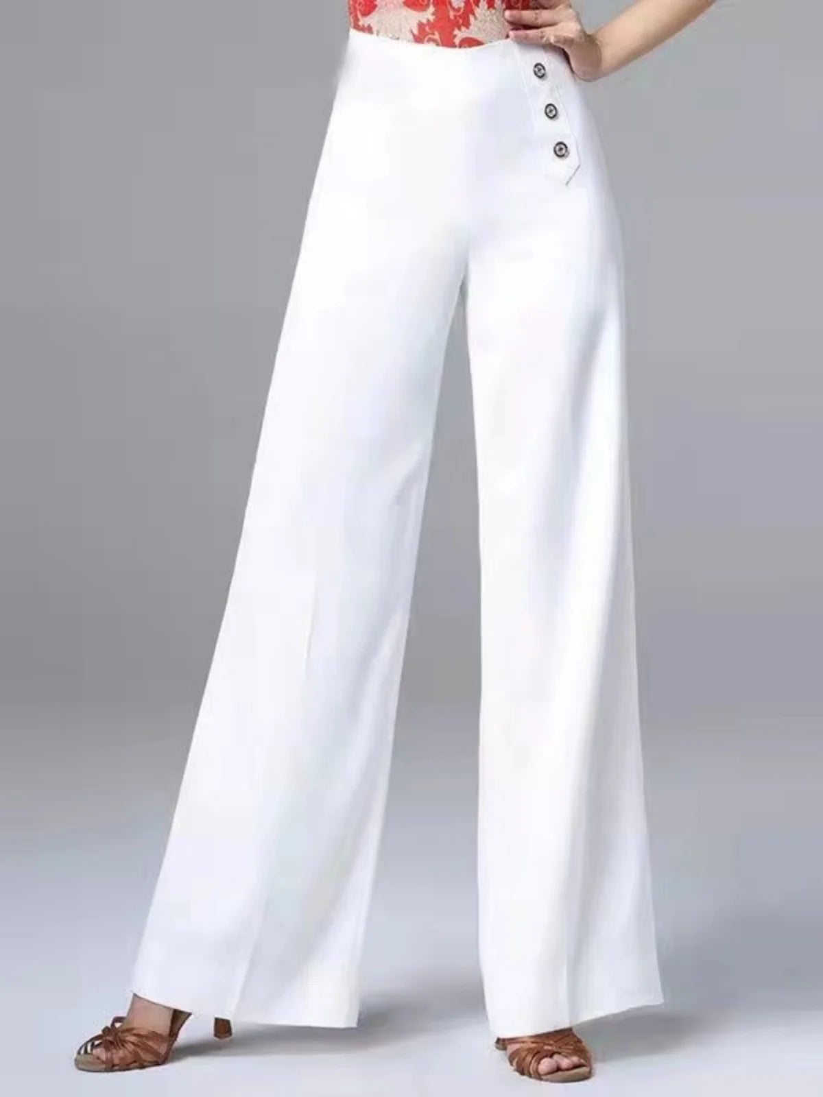 High Waist Wide Leg Pants Women's Spring Autumn Long Drapey Latin Dance Pants Modern Dance Trousers for Women Commute Sle exovai.com