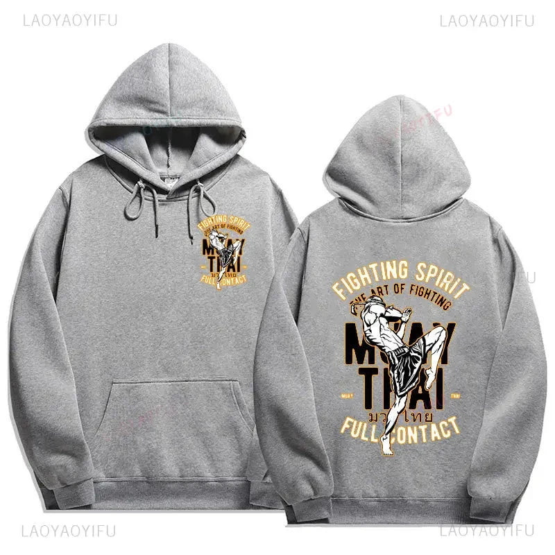 Muay Thai The Fist of King - Thailand Martial Art Pullover Hoodie Men Wai Kru Thailand Men Casual Pullovers 2024 New Style Tops exovai.com