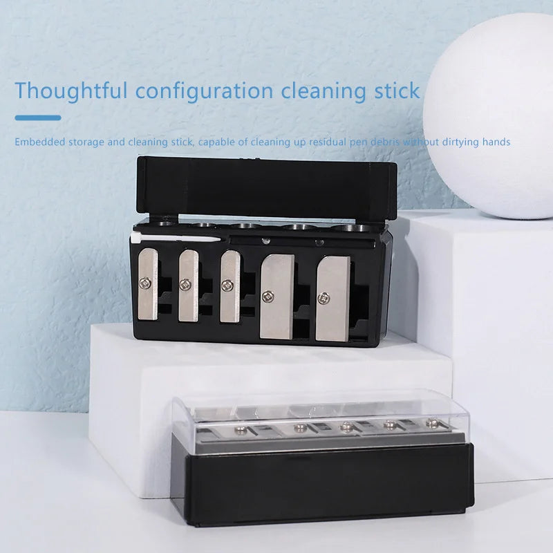 1Pcs 5 Holes Sharpener Multi-functional Pencil Sharpener with Lid for Eyeliner Lipliner Pencils exovai.com