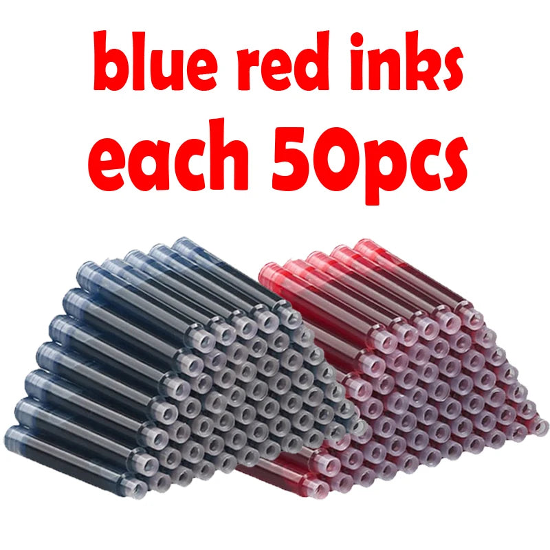 53Pcs Fountain Pen Set School Student Pens Replacable Ink Set Black/Blue/Red ink 0.38 mm Office Writing Supplies Stationery exovai.com