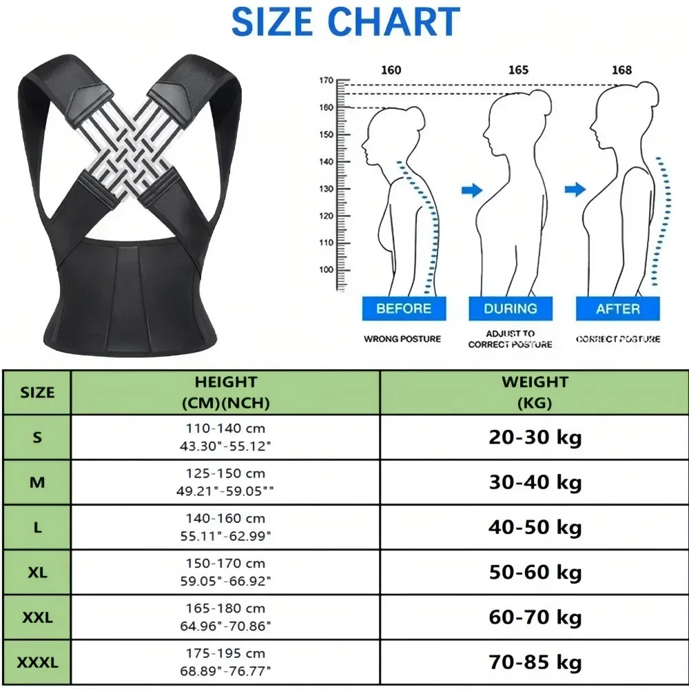 Posture Back Brace Adjustable Back Support Strap to Men and Women Prevent Spinal Distortion and Hunchback Suitable for Exercise exovai.com