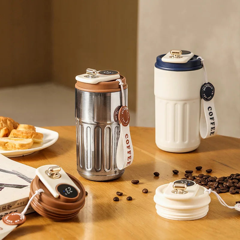 450ml Thermos Bottle Smart Display Temperature 316 Stainless Steel Vacuum Cup Office Coffee Cup Business Portable Thermal Mug exovai.com
