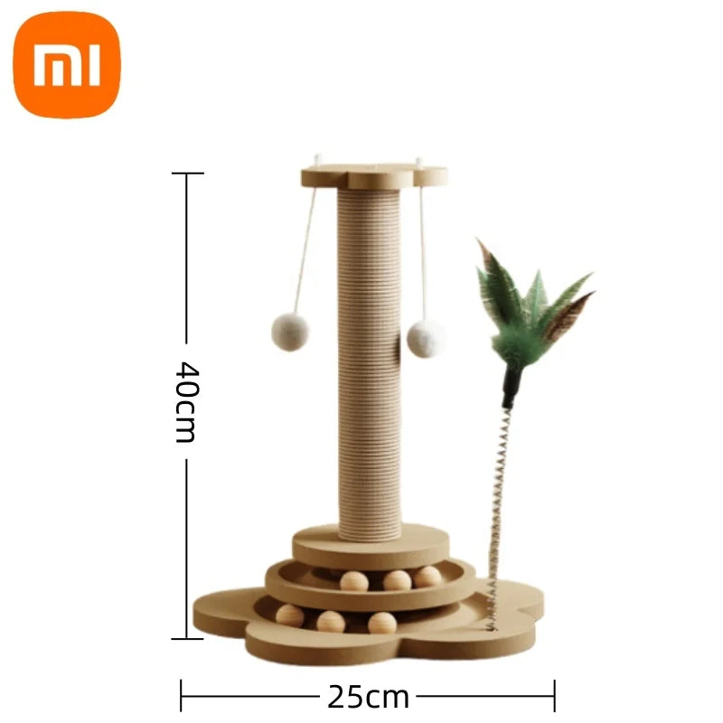 MIJIA Pet Cat Toy Cat Scratcher 4-in-1 Swivel Design Turntable Funny Durable Cat Stick Cat Tree Scratcher With Ball And Feather exovai.com