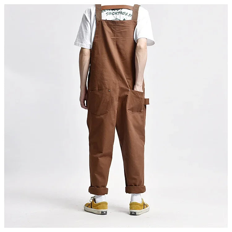 Japanese Style Loose Fit Jumpsuit Cargo Pants Bell Bottoms Dad Pants Ins Popular Same Style Tank For Men Women exovai.com
